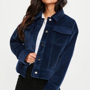*2 for $25* EUC Navy Blue Missguided Faux Pony Hair Jacket, US 8